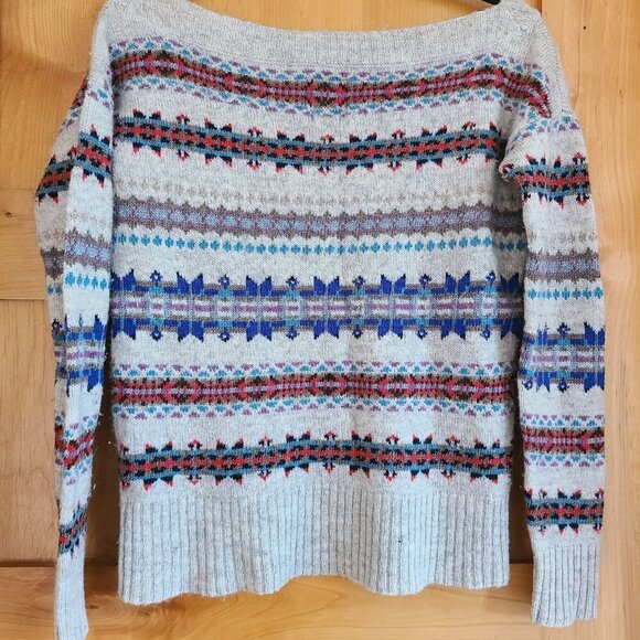 AE Womens Y2K Wool Blend Fair Isle Scandinavian Nordic Knit Hygge Sweater MEDIUM - Picture 3 of 4